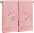 2 Pcs Beach Chair Hand Towels Pink Bathroom Decor 14x29 Inch Embroidered 100% by SmoothNovelty