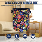 Colorful Flowers Laundry Basket Oxford Cloth Foldable Floral Laundry Hamper - Image 3