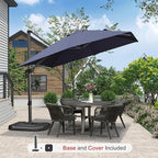 PURPLE LEAF 9'×9' Patio Umbrella with Base Outdoor Cantilever Umbrella with Cover Aluminum Square Offset Umbrella with 360-degree Rotation for Deck Pool Garden Navy Blue - Image 2
