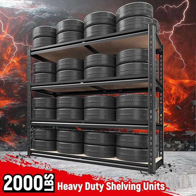 REIBII 40" W Garage Shelving 2000LBS Storage Shelves Adjustable Metal Shelving 4 Tier Metal Shelves Pantry Shelf for Garage Closet Kitchen Basement 40" W x 19.7''D x 60''H - Image 4