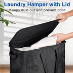 Slim Laundry Hamper with Lid and Wheels, Small Rolling Laundry Basket with - Image 3