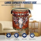 Longhorn Cattle Skull Laundry Basket Oxford Cloth Colorful Tribal Laundry Hamper - Image 3