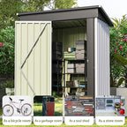 Patiowell 5x3 FT Outdoor Storage Shed, Garden Tool Shed with Sloping Roof and Lockable Door, Metal Shed for Backyard Garden Patio Lawn, White - Image 6