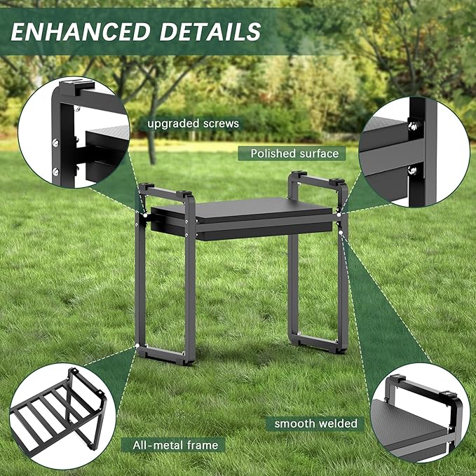 FLINTER 10.2" Wider Garden Kneeler and Seat, Heavy Duty Thick Gardening Bench for Kneeling and Seat - Garden Kneelers for Seniors, Gardening Stools for Women, Grandparents, Gardeners, Black - Image 6