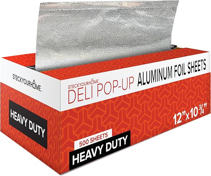 12' Ultra Heavy Duty Pop Up Deli Aluminum Foil, 500 Pre-Cut Sheets, Hot Dog or by StockYourHome