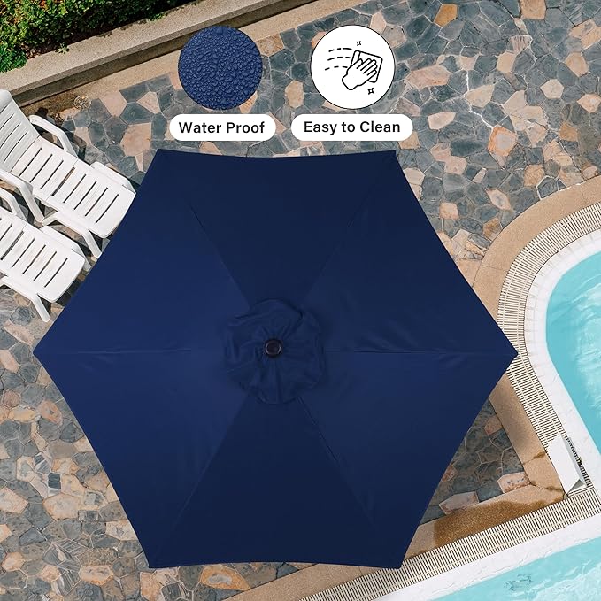 Simple Deluxe 9' Patio Umbrella Outdoor Table Market Yard Umbrella with Push Button Tilt/Crank - Image 5