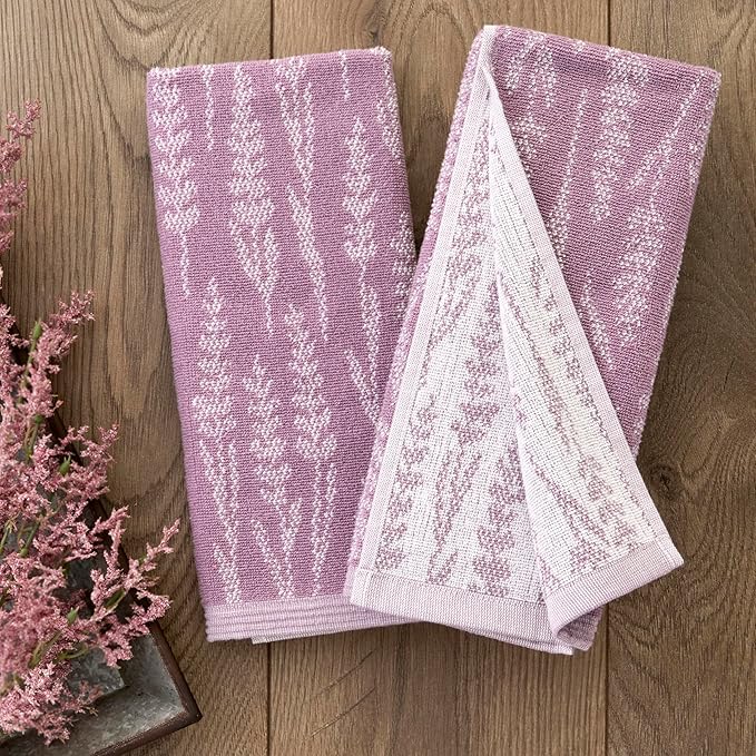 SKL Home Lavender Silhouette 100% Cotton Jacquard 2pc Hand Towel Set, - Image 2