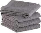 DII Basic Terry Collection Waffle Dishtowel Set, Solid Gray, 4 Piece - Image 3