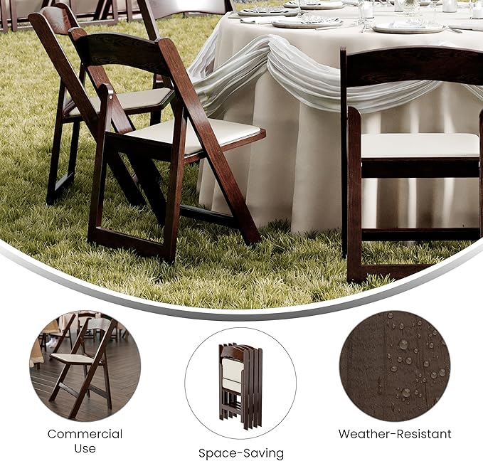 Flash Furniture Hercules Commercial Indoor/Outdoor Folding Event Chair, Wood Look, Weather-Resistant, Lightweight Design, Versatile Use, Set of 2, Dark Brown - Image 5