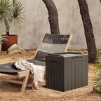 Greesum 31 Gallon Resin Deck Box All Weather Outdoor Storage Boxes for Patio Furniture Set,Outdoor Toys,Garden Tools,Brown - Image 3