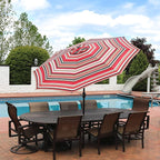 Sunnydaze Outdoor Patio Umbrella - Polyester Table Market Umbrella with Push-Button Tilt and Crank - 8 Sturdy Ribs - Awning Stripe - 9ft - Image 6