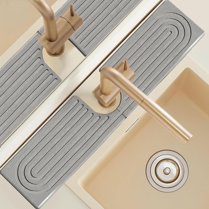 Diatomite Sink Faucet Splash Guard U Shape, Modern Faucet Handle Drip Catcher by LushSpring