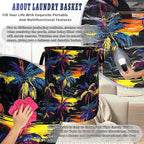 Colorful Palm Tree Laundry Basket Foldable Oxford Cloth Hawaii Laundry Hamper - Image 8