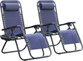 Homall Zero Gravity Chair Patio Folding Lawn Outdoor Lounge Gravity Camp Reclining Lounge Chair with Cup Holder Pillows for Poolside Backyard and Beach Set of 2 (Blue) by Homall