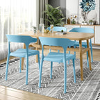 VECELO 4 Pack Plastic Stacking Chairs, Stackable Dining Chairs for Kitchen Restaurant Patio, Portable Indoor Outdoor Use, No Assembly Required, Blue - Image 2