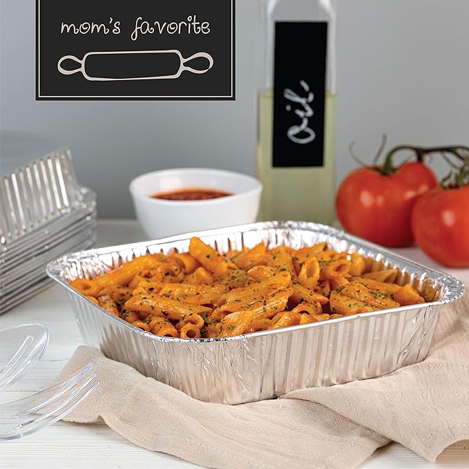 PLASTICPRO Disposable 8'' X 8'' X 2'' Inch Square Aluminum Tin Foil Baking Pans - Image 5