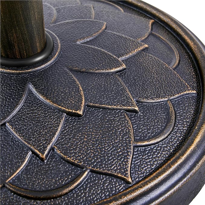 Yaheetech 18'' Patio Umbrella Base 26.5lbs Heavy Duty Antiqued Outdoor Market Umbrella Stand All-Weather Resin Umbrella Base for Garden & Yard, Bronze - Image 9