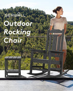 SERWALL Outdoor Rocking Chair Set of 6, Patio Rocking Chair Sets, HDPE Rocking Chair for Adults, Gray - Image 4