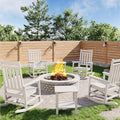 GarveeLife Poly Lumber Rocking Chair Outdoor Set of 4 with 2 Side Table - HDPE High Back Porch Rocker Chairs for Adults - All Weather Resistant Furniture for Patio - White by GarveeLife