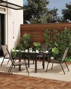 Outdoor Stackable Dining Chairs Set of 4, High-Back Patio Stacking Chairs, Patio Chairs with Textilene Farbic & Metal Frame for Lawn Backyard Deck Garden,Brown - Image 4