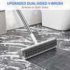 Grout Brush with Long Heavy Duty Handle, 180° Swivel Floor Scrub Brush - Image 5