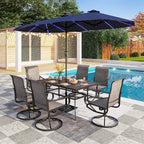 PHI VILLA 13ft Patio Umbrella with Solar-Powered 120 PCS LED Color-Changing Lights, Triple-Head Large Rectangle Umbrella Outdoor Patio for Table with Crank Lift,Navy Blue(No Base) - Image 7