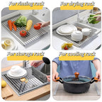 Roll Up Dish Drying Rack, 17.7" x 15.8" Over The Sink Dish Drying Rack - Image 5