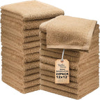 Basic Wash Cloths 12x12 Inches – Bulk Pack of 24 – Beige Color – Soft and by TEXTILA