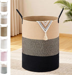 Tall Laundry Basket with Handles, 72L Portable Dirty Clothes Hamper, Boho by SunNewt