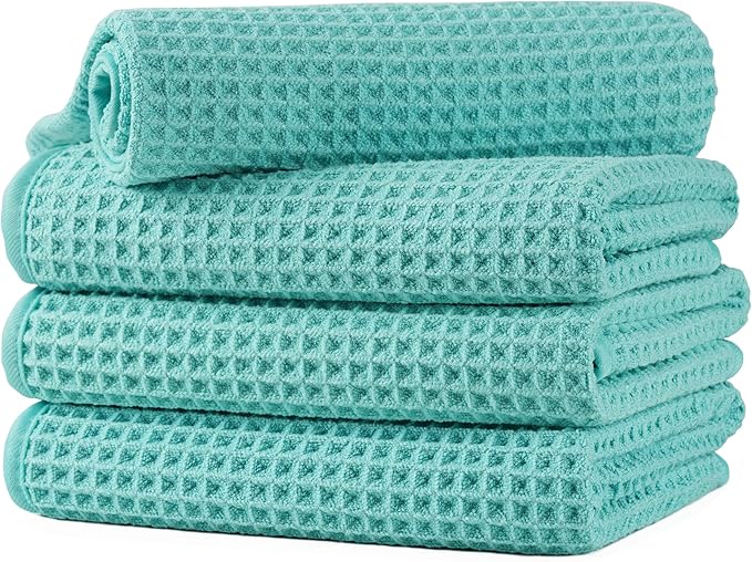 Microfiber Waffle Hand Towels, 4 Pieces, Fast Drying, Lint Free 430 GSM by Unknown