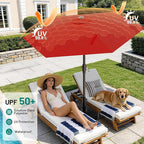 AreShark 7.5FT Patio Umbrella Table Market Umbrella with 6 Sturdy Ribs, Button Tilt/Crank Heavy-Duty Round Outdoor Umbrellas for Garden, Deck, Backyard,and Pool, Red - Image 7