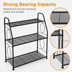Plant Stand, 3 Tier Plant Shelf for Indoor Outdoor, Heavy Duty Metal Outdoor Plant Stand Holder Rack for Living Room Balcony and Garden, Black - Image 4