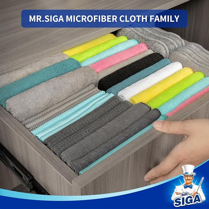 MR.SIGA Waffle Pattern Cleaning Cloths, Reusable Absorbent Microfiber Cleaning - Image 7
