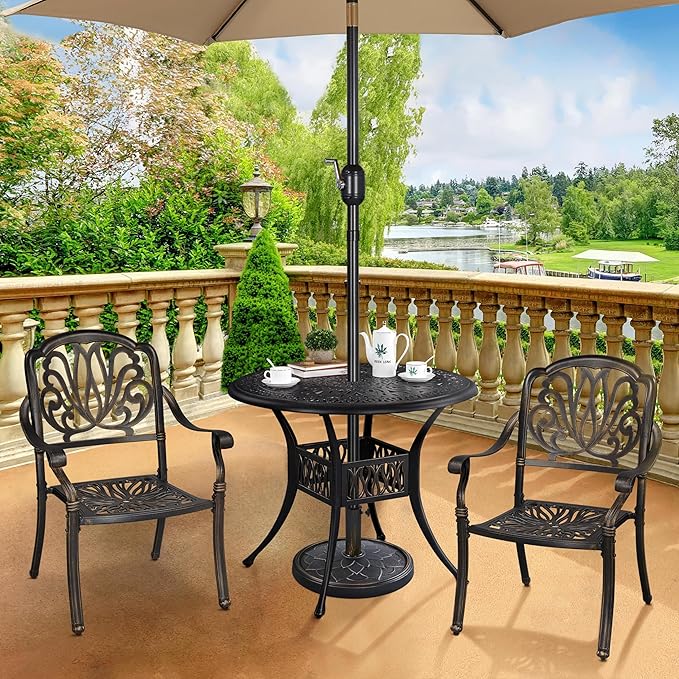 Yaheetech 18'' Patio Umbrella Base 26.5lbs Heavy Duty Antiqued Outdoor Market Umbrella Stand All-Weather Resin Umbrella Base for Garden & Yard, Bronze - Image 7