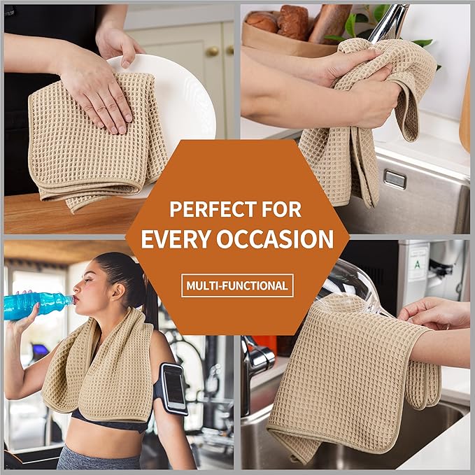 Microfiber Waffle Hand Towels, 4 Pieces, Fast Drying, Lint Free 430 GSM - Image 7