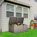 TARKARI 180 Gallon Lockable Resin Deck Box, Waterproof & UV-Resistant Outdoor Storage Box for Outdoor Cushion Storage, Garden Tools & Pool Accessories Storage, Gray - Image 3