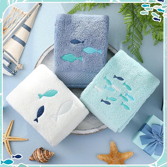 3 Pack Shoal of Fish Coastal Hand Towels - Image 4