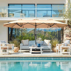 SUPERJARE 13FT Outdoor Umbrella for Patio, Double sided Pool Umbrellas with Fade Resistant Canopy, Large Table Umbrella for Deck, Market, Backyard - Beige - Image 6