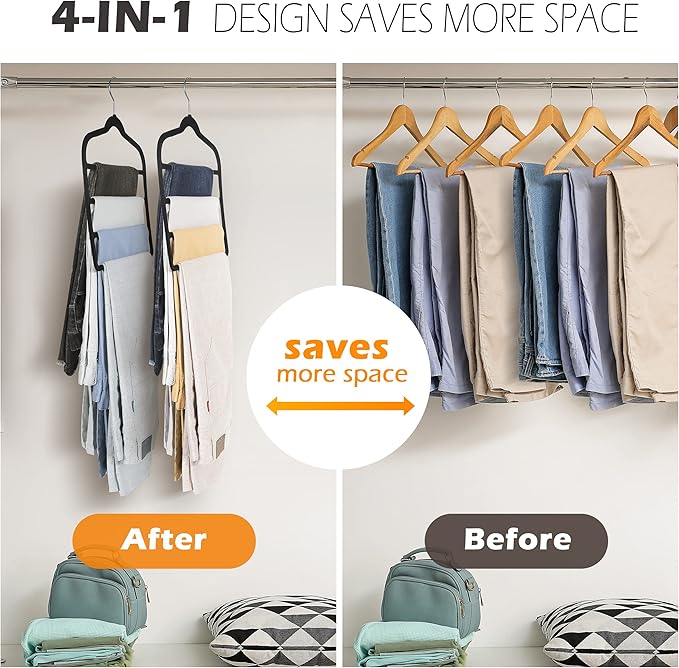 Velvet Pants Clothes Hanger Space Saving Non Slip Pants Shorts Hanger, - Image 2