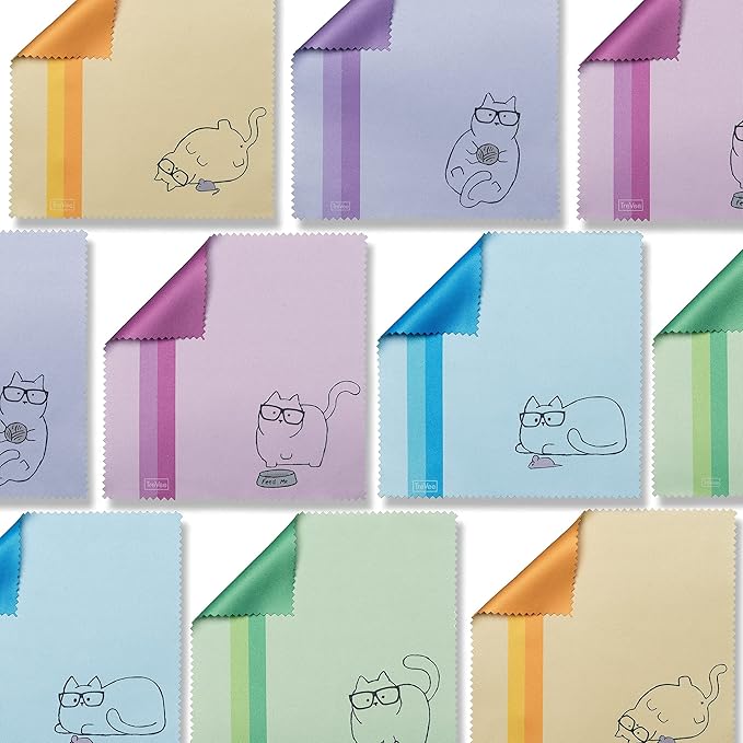 10 Pack Cute Kitty Cat Design Multicolor Microfiber Cleaning Cloths - Image 6