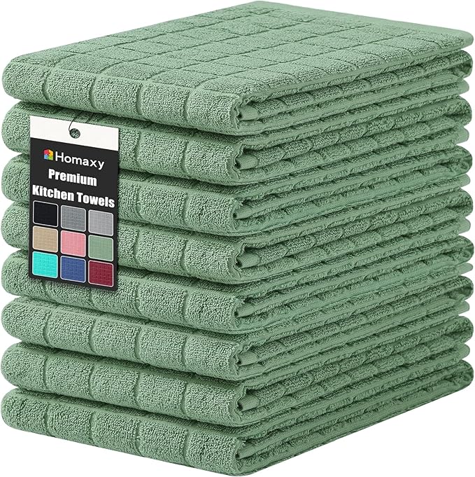 Homaxy Premium Cotton Kitchen Towels 16"x 28", Large Natural Ring Spun 390 GSM by Homaxy