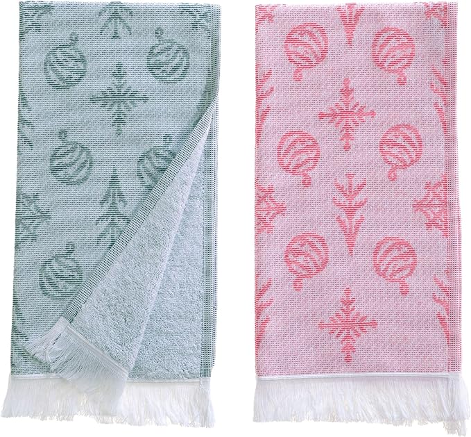 sea me at home Christmas Hand Towels Set of 2, Festive Holiday Bathroom & by seameathome