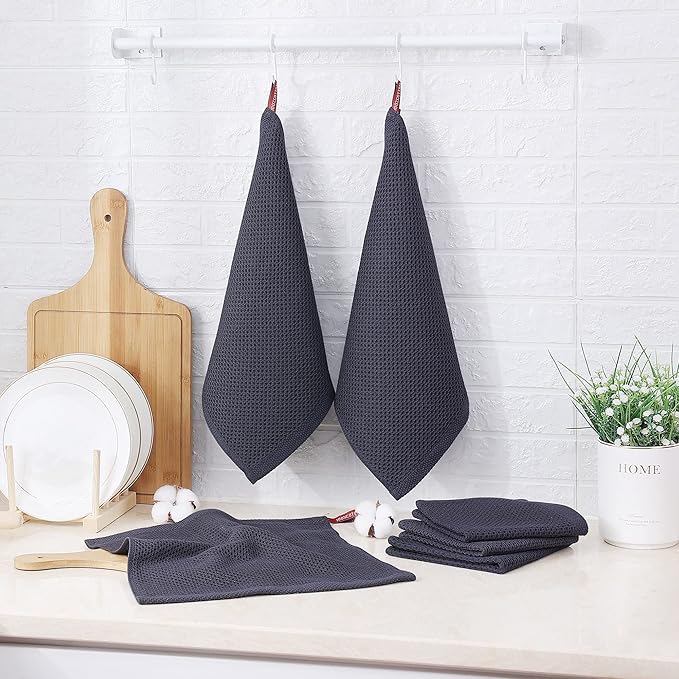 Kitinjoy 100% Cotton Kitchen Dish Cloths, 8 Pack Waffle Weave Ultra Soft - Image 6