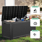 ROJIK Outdoor Storage Housing Deck Box - Waterproof Patio Furniture, Garden Tools, Cushions, Pool Accessories Storage Bench with Lockable Lid and Side Handles (Black,125 Gal) - Image 5