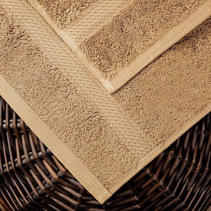 Superior Egyptian Cotton Solid Towel Set, Washcloths 13” x 13”, Hand Towels 20” - Image 4