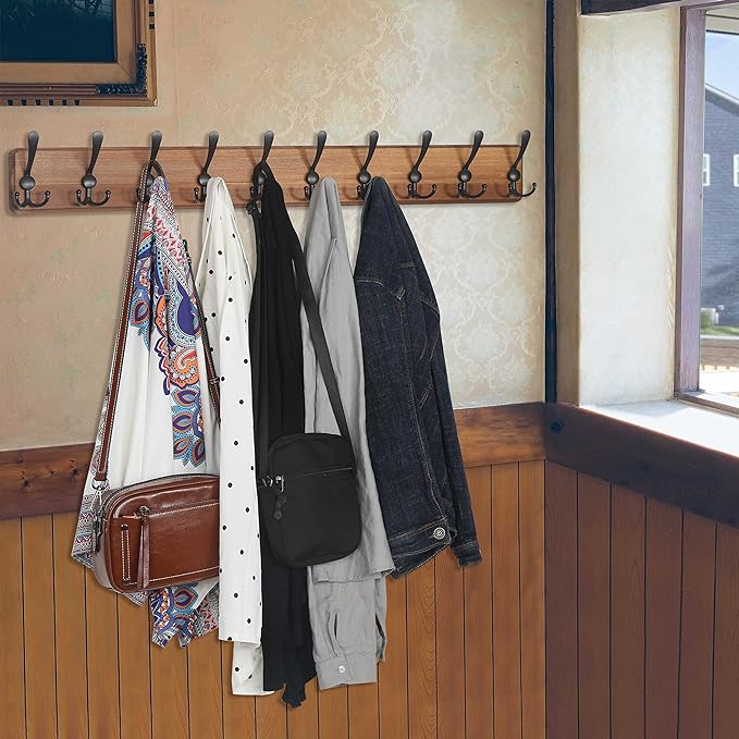 WEBI Coat Rack Wall Mount, 38 9/16" Long, 10 Hooks, Coat Hooks Wall Mounted - Image 5