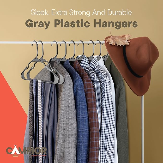 Gray Plastic Hangers 100 Pack– Heavy-Duty Plastic Hangers Slim and Space-Saving - Image 8