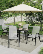 Outdoor Stackable Dining Chairs Set of 4, High-Back Patio Stacking Chairs, Patio Chairs with Textilene Farbic & Metal Frame for Lawn Backyard Deck Garden,Grey - Image 3