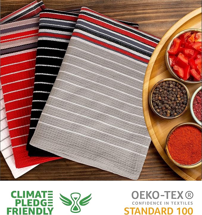 Urban Villa Kitchen Towels Extra Large Premium Salsa Stripes Dish Towels - Image 2