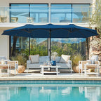 SUPERJARE 15FT Outdoor Umbrella for Patio, Double sided Pool Umbrellas with Fade Resistant Canopy, Large Table Umbrella for Deck, Market, Backyard - Navy Blue - Image 6